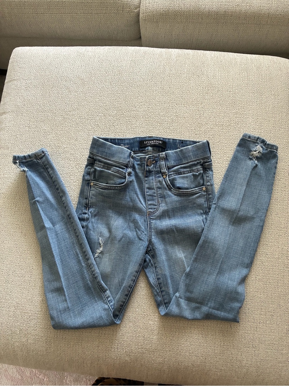 Liverpool Light Wash Women's Skinny Jeans with Subtle Distress